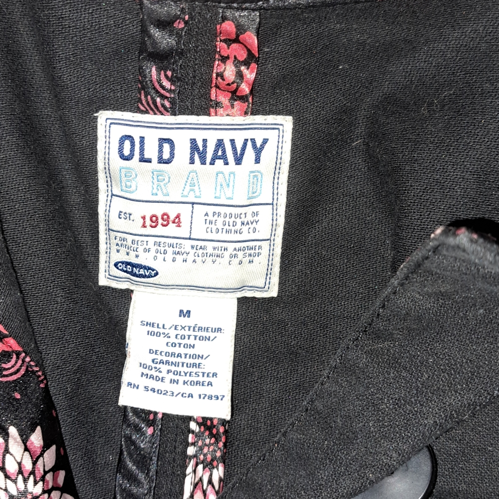 Old Navy Black Jacket with Pink Floral Lining